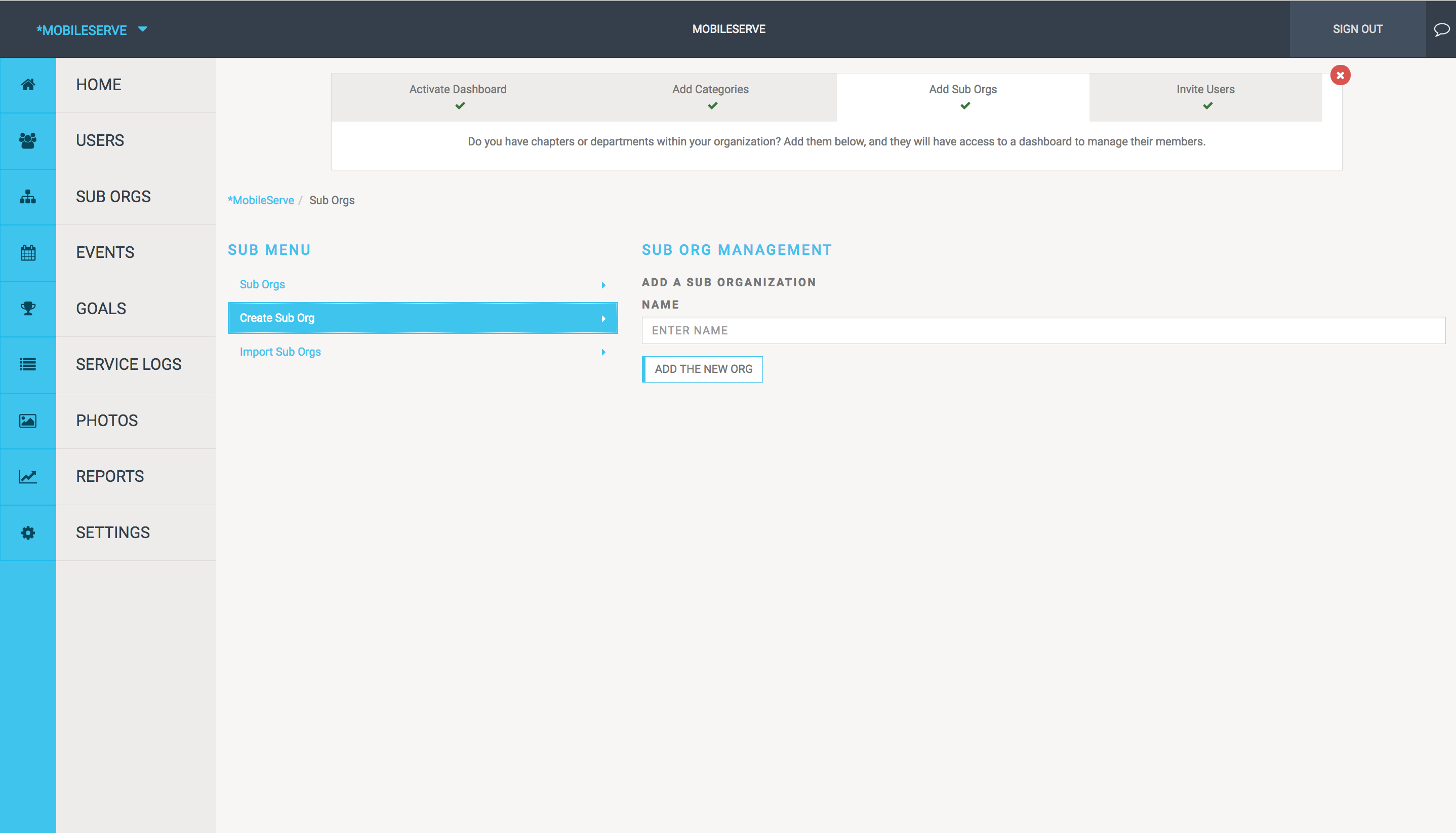 Creating Sub-Org Example